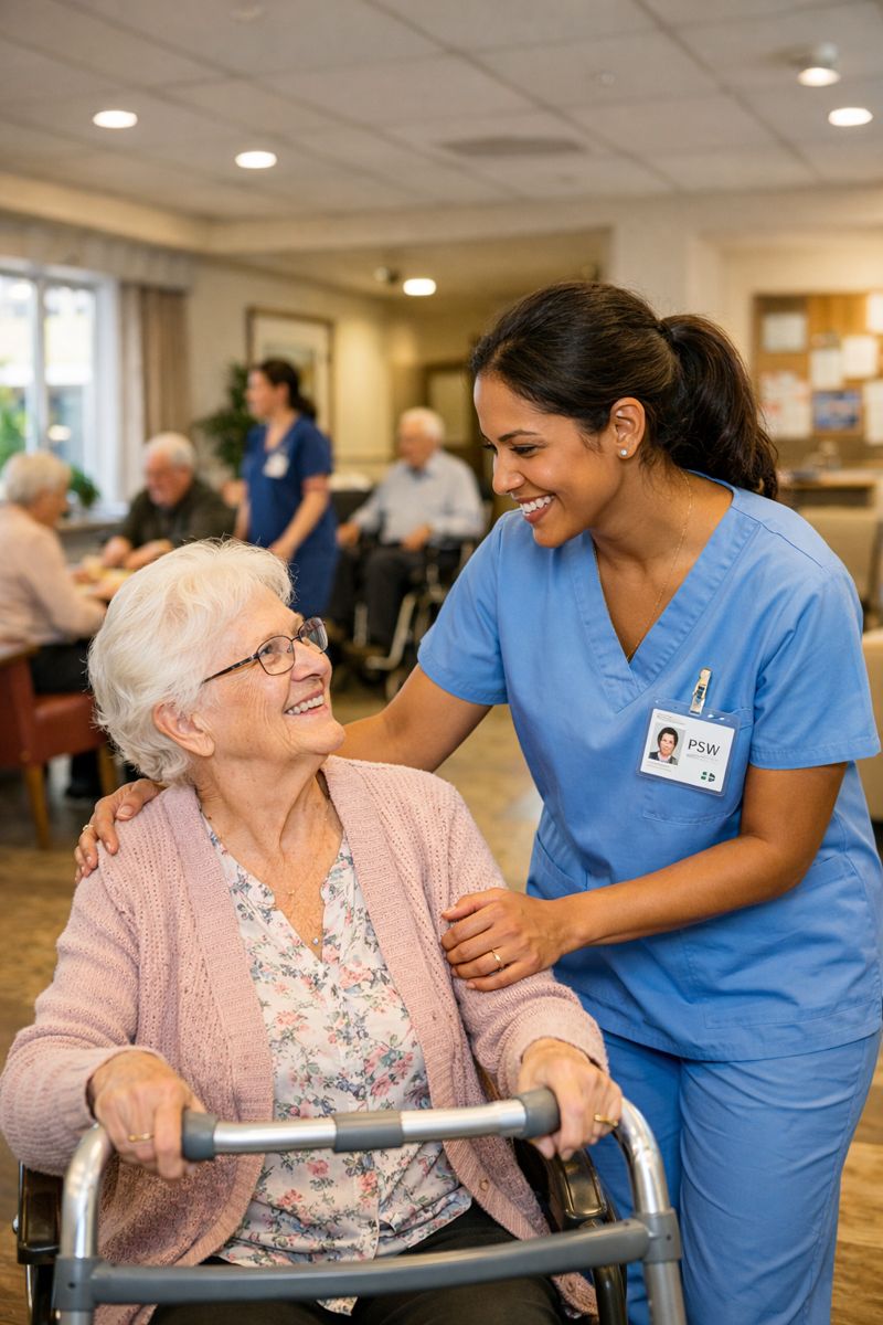 PSW student during clinical placement training
