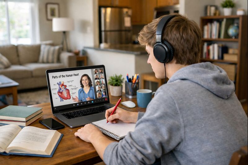 Student attending live online PSW class